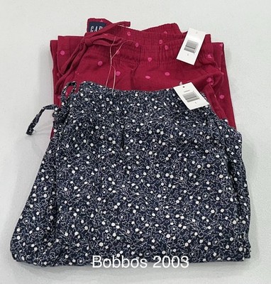 Gap Women s 2-Pack Relaxed Fit Cotton PJ Pants, Navy, Size L