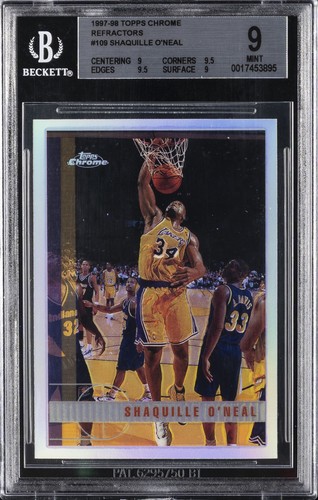 1997-98 TOPPS CHROME REFRACTOR #109 SHAQUILLE O'NEAL BGS 9
