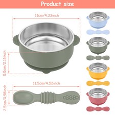 4 Pcs Stainless Steel Baby Bowl with Removable Silicone Shell Nonslip jeAAB