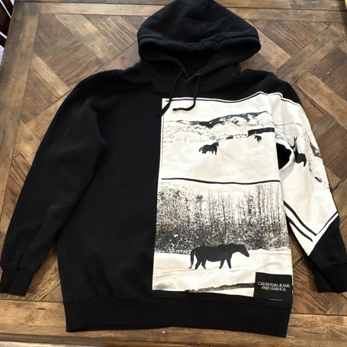 Calvin Klein Jeans Andy Warhol Graphic Hooded Hoodie Black White size M