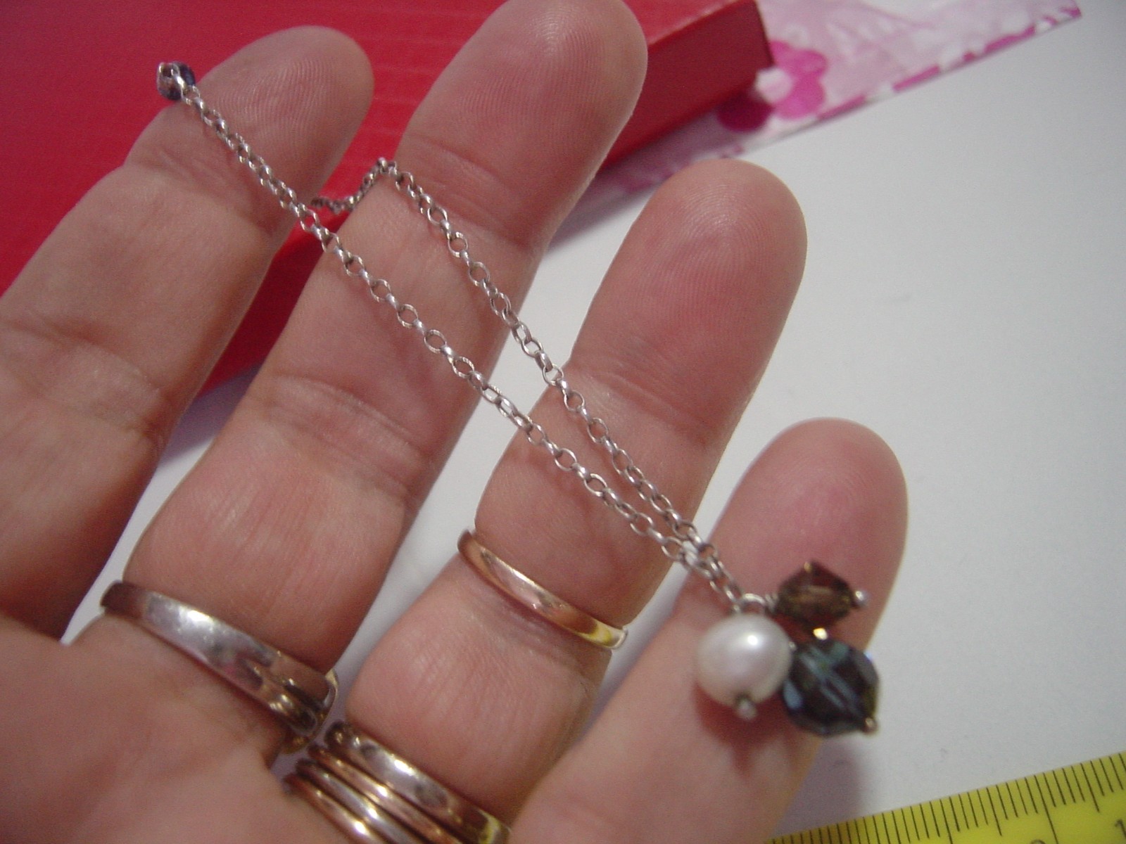 Superb Solid Silver Delicate Bracelet-Quality Pea… - image 5