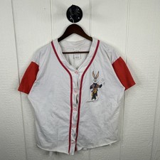 Vintage 1994 Bugs Bunny  Taz Button-Up Baseball Style Tee Large
