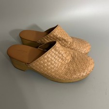 Universal Thread Tan Woven Mules Clogs Wood Block Heel Boho Shoes Womens 9