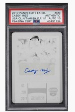2017 Panini Elite Extra Black Plate Casey Mize  AUTO DNA 10 1/1 PSA AUTH