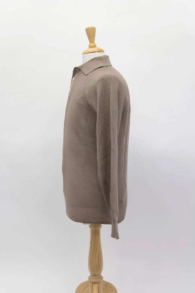 NUEVO CON ETIQUETAS $1600 Brunello Cucinelli Para hombres Acanalado Polo Suéter Con Logo Botones A258 Foto 4 de 4