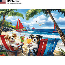 300 Piece Dog Jigsaw Puzzle for Adults  Kids, Beach 300 Pieces, Cute Dogs