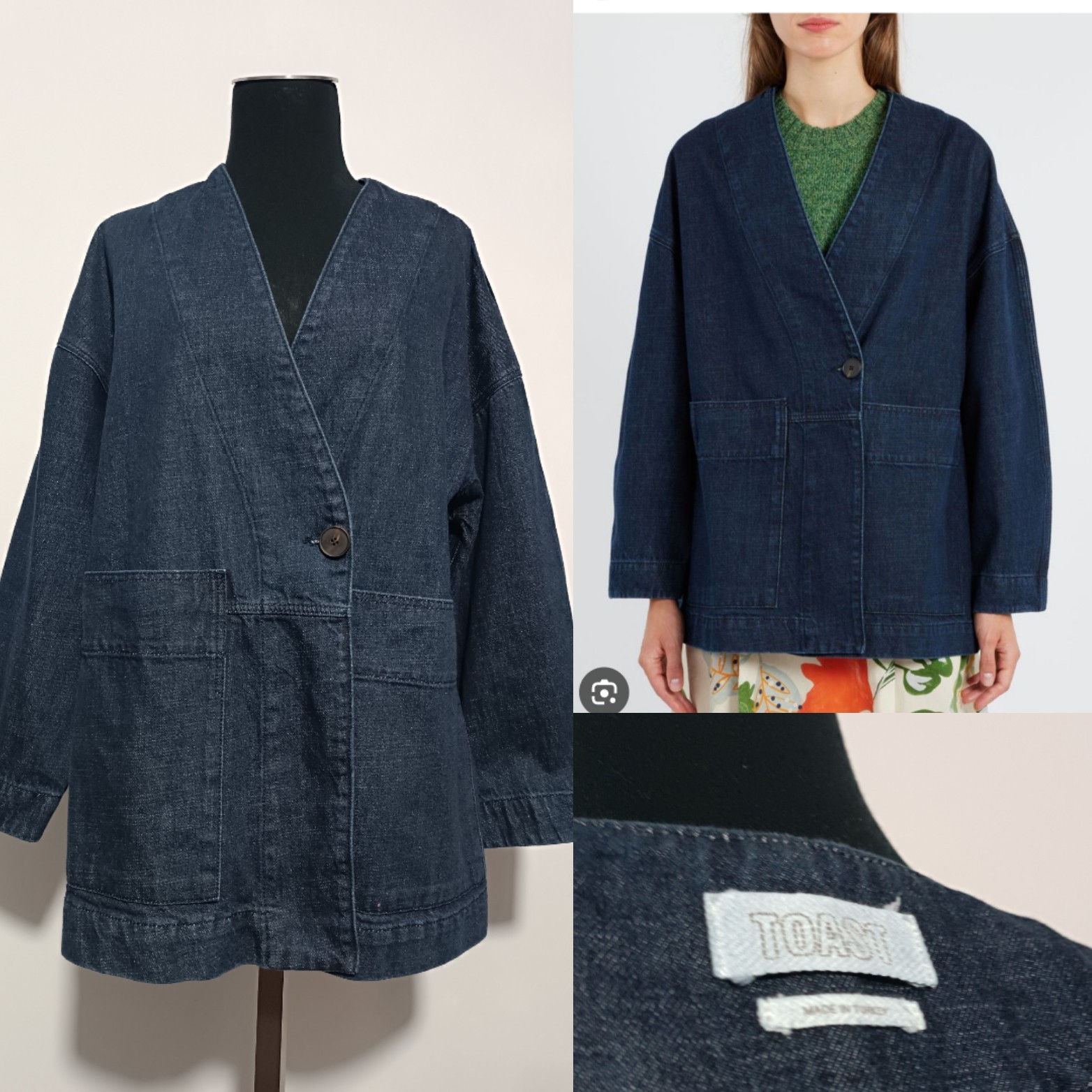 TOAST Indigo Denim Wrap Jacket Size S
