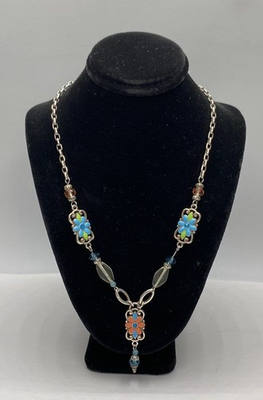 #ad Brighton Silver Tone Sunjoy Flower Reversible Beaded Necklace 17.3g $40.99