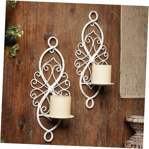S Decorative Set Of 2, Retro White Wall Candle White-style 3