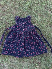 A10 Vintage 90s Osh Kosh B Gosh Girls Corduroy Floral Dress Button Front 3T