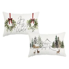 Christmas Lumbar Pillow Covers 12x20 Set of 2 Merry Christmas Joy to The World