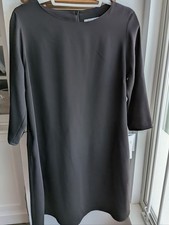 Caroline Rose NWT Black Matte Crepe Shift Dress w/ Pockets Size XS Made in USA
