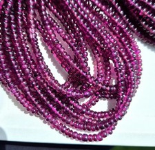 Rhodolite Garnet Rondelle Beads: AAA Grade, 16 Inch Strand