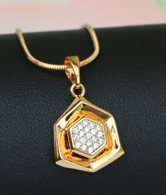 with Crystal Hexagon, XPPT1575 Geometric Rose Gold Pendant