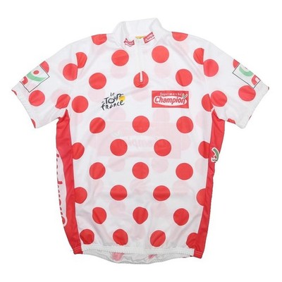 LE TOUR DE FRANCE Herren Radsport T-Shirt weiß & rot XL Kurzarm Reißverschluss Ausschnitt