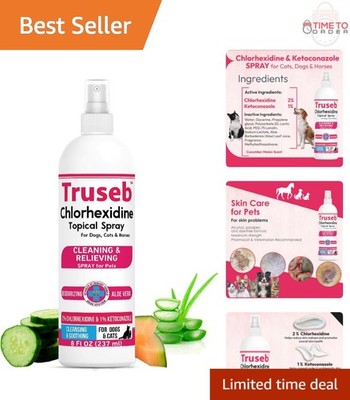 Topical Antiseptic Spray for Dogs Cats Horses 8oz with Aloe Mold Skin
