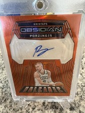 2023-24 Panini Obsidian Kristaps Porzingis Volcanic Signatures Auto Orange #/75