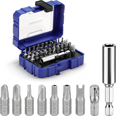 Security Bit Set, 32PCS Tamper Proof Screwdriver Set with Magnetic Holder, 1/4''