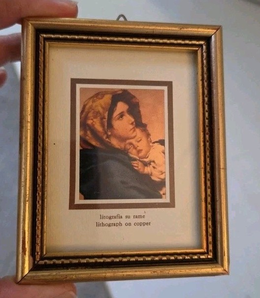  Lithograph on Copper  Italy  Art Print Italian Madonna and Child Madonna
