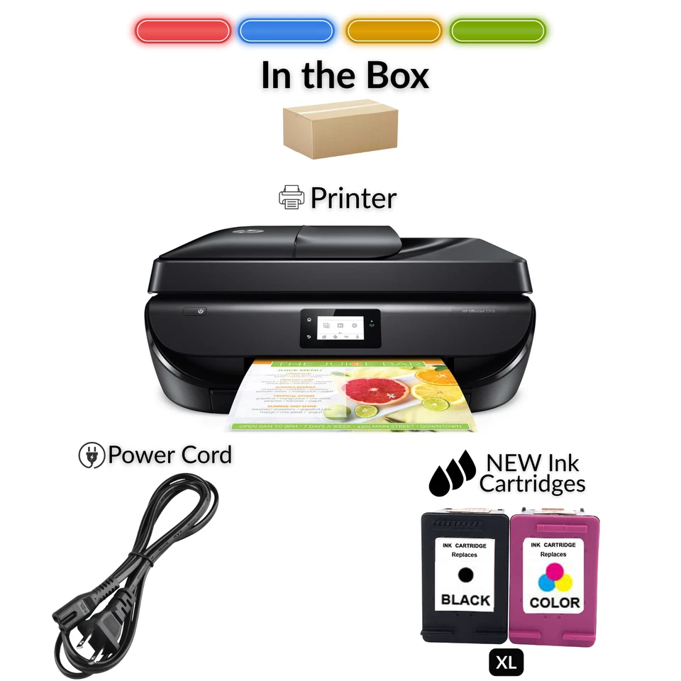 HP OfficeJet 5258 All-in-One Printer Scan Copy Wireless New Ink - Renewed - Image 2 of 3