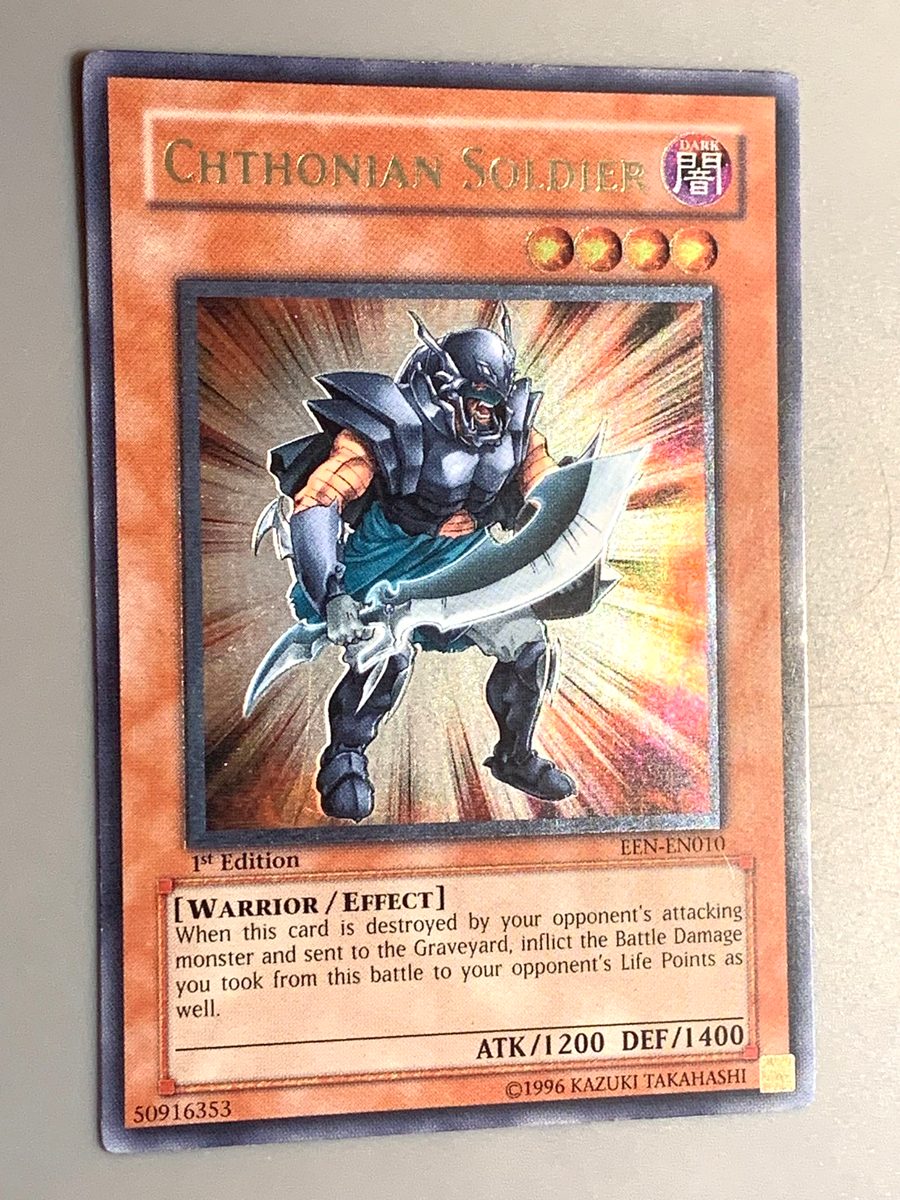 yugioh chthonian cards yugioh Chthonian Soldier EEN-EN010 Ultimate Rare 1st Edition Played