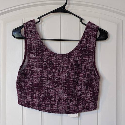 Free Press Marble Knit Crop Top Purple Large Juniors Tank Scoop Cropped Casual
