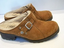 UGG Australia LILA Brown Suede Sheepskin Clog Buckle Slip-On Women's Shoes sz 7M