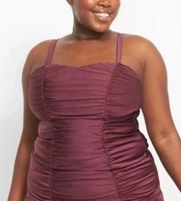 NWT 76.95 CACIQUE Swim LIGHTLY LINED No Wire TANKINI TOP Burgundy SZ 24 C10