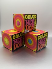 Lot of 3 Nee Doh Color Change Squish Stress Ball Pink Blue Yellow NeeDoh - NEW