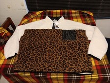 Leopard Sherpa Snap Pull Over - Seven7 - Women Sz 2x - Nwt Fleece Teddy Mob Wife