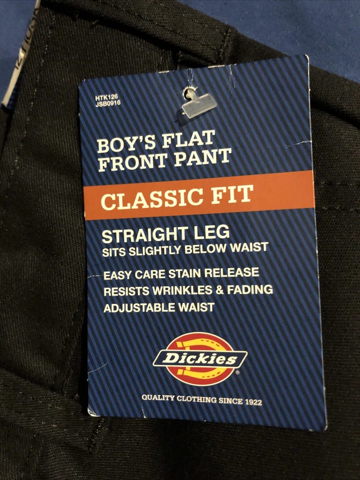 Pantalón Dickies Boys Frente Plano 12 Husky Negro Ajuste Clásico  Foto 2 de 4