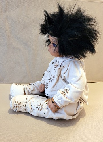 BK Kofa Native American Indian Porcelain Baby Doll in White Suede Leather - Picture 4 of 7