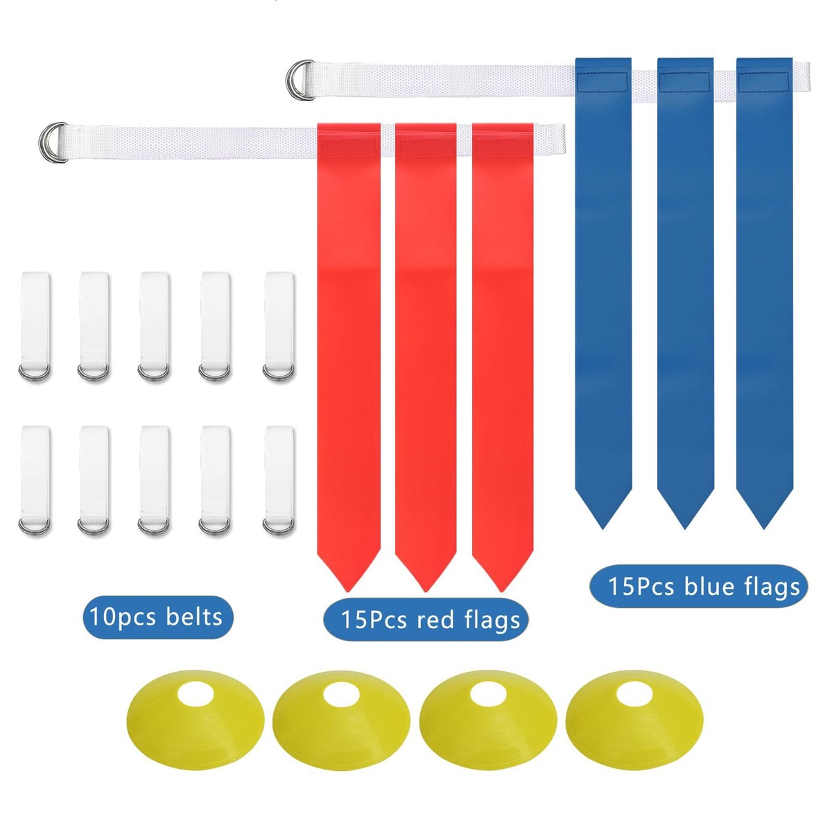 Flag Football Set Für 2 Spieler – Verstellbare Gürtel, 6 Flaggen (rot/blau)