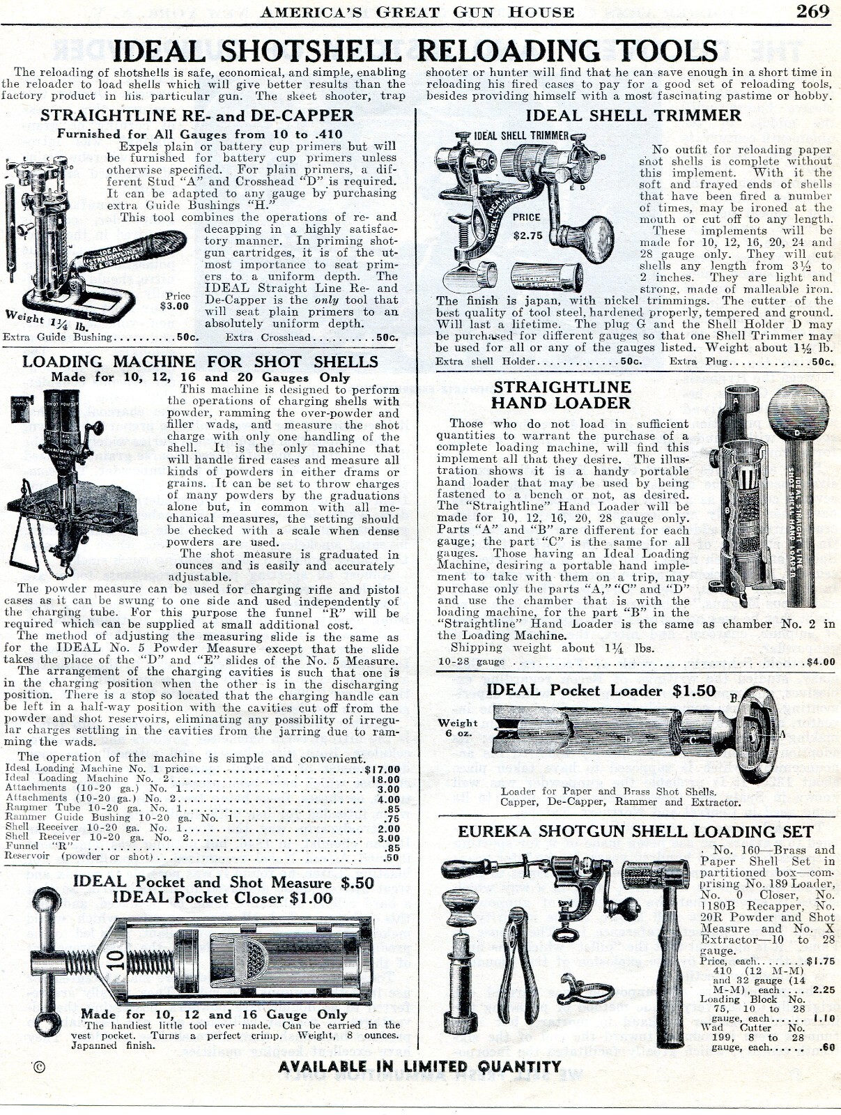 1947 Print Ad of Ideal Shotgun Shotshell Reloading Tools Straightline ...