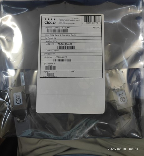 New Cisco STACK-T4-50CM Stacking Cable 50cm FOR Catalyst 9200L Stack Module - 第 1/1 張圖片