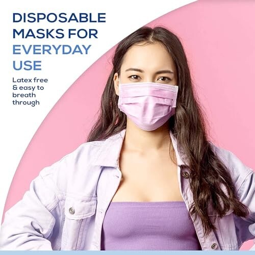 50 piezas (1 caja) lindas mascarillas desechables rosadas, premium 3 capas no tejidas y sopladas por fusión - Imagen 2 de 7