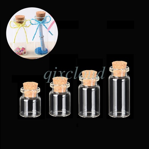 Bulk 0.5/1/2/5/10ml Mini DIY Clear Glass Jars Wishing Bottles + Cork Stoppers - Picture 1 of 17