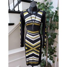 TAGS Womens Bodycon Dress Size Small Multi Casual Long Sleeve Crew Neck Pullover