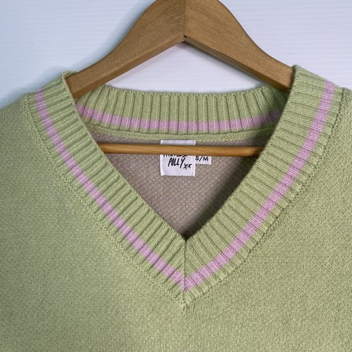 Princess Polly Vest Women S/M Green Pink Knitted Wool Blend Oversized Preppy - Picture 6 of 19