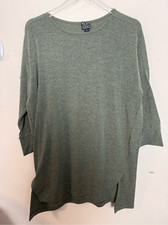 Clara Sun Woo Oversized Green Knit Sweater Tunic Top Made In USA Small