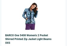 Barco One Uniforms Women's 2-Pocket Printed Scrub Jacket Light Beams XXS...
