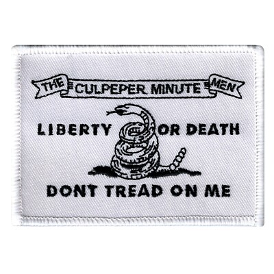 DON'T TREAD ON ME CULPEPER FLAG PATCH AMERICAN WHITE EMBROIDERED IRON-ON GADSDEN