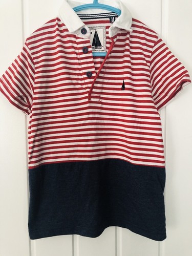 TU Jungen Smart Casual Poloshirt, Alter 5. Rote Streifen, Navy Block