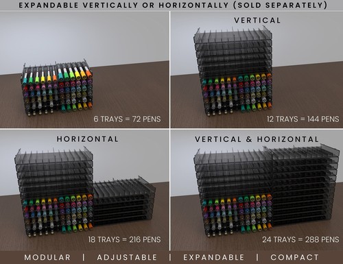 TOOLI-ART 72 Art Marker Storage Tray Organizer Holder Adjustable Divider 6 Trays - Picture 6 of 9