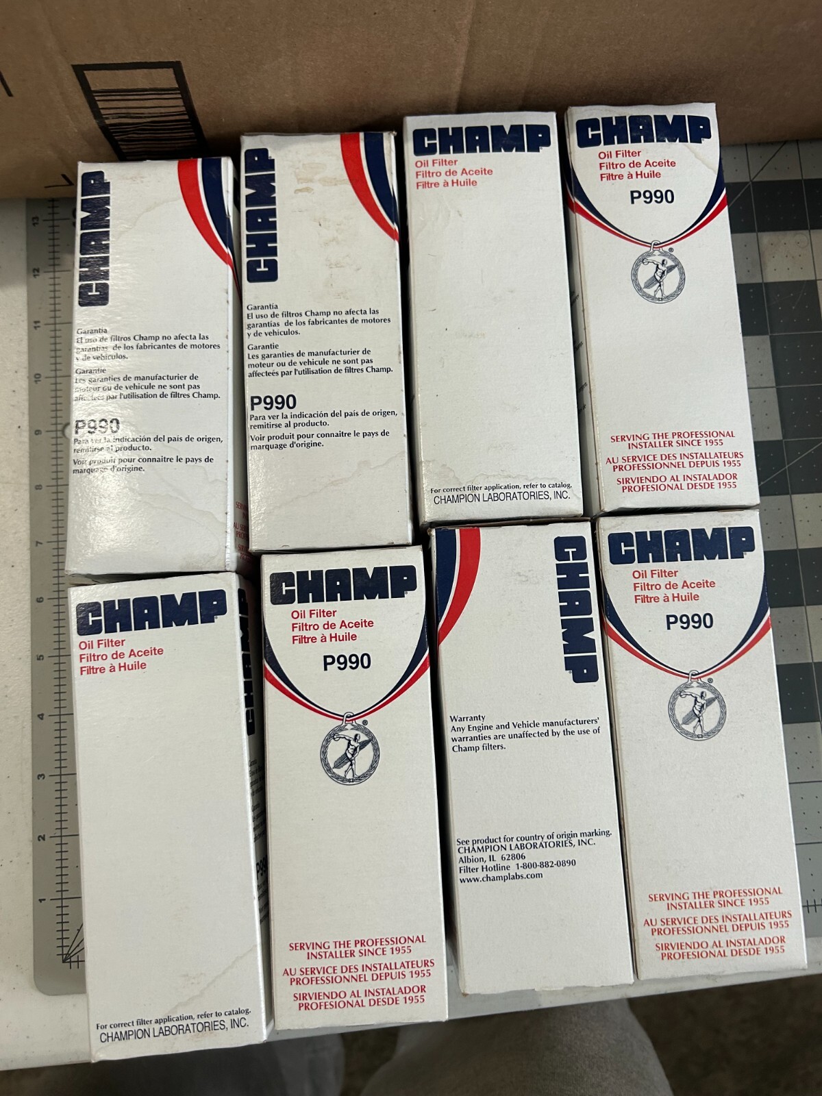 NOS 8-pack lot Champion P990 engine Oil Filter for XG10955 X6135 WP990OE WP990