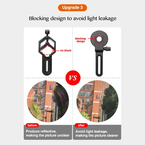 Black Universal Phone Camera Clip Mount Spotting Scope Adapter Precise Focusing - Photo 16 sur 22