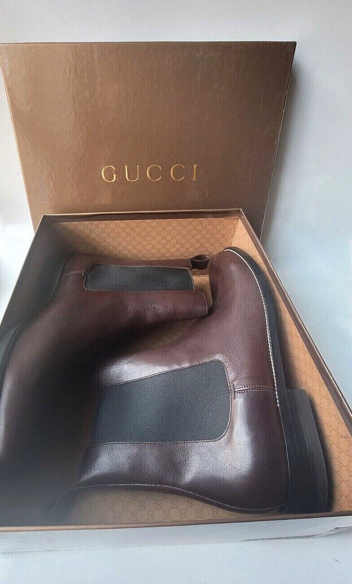 GUCCI mens dark brown leather BOOTS shoes 11.5 US 12.5  display picture 2