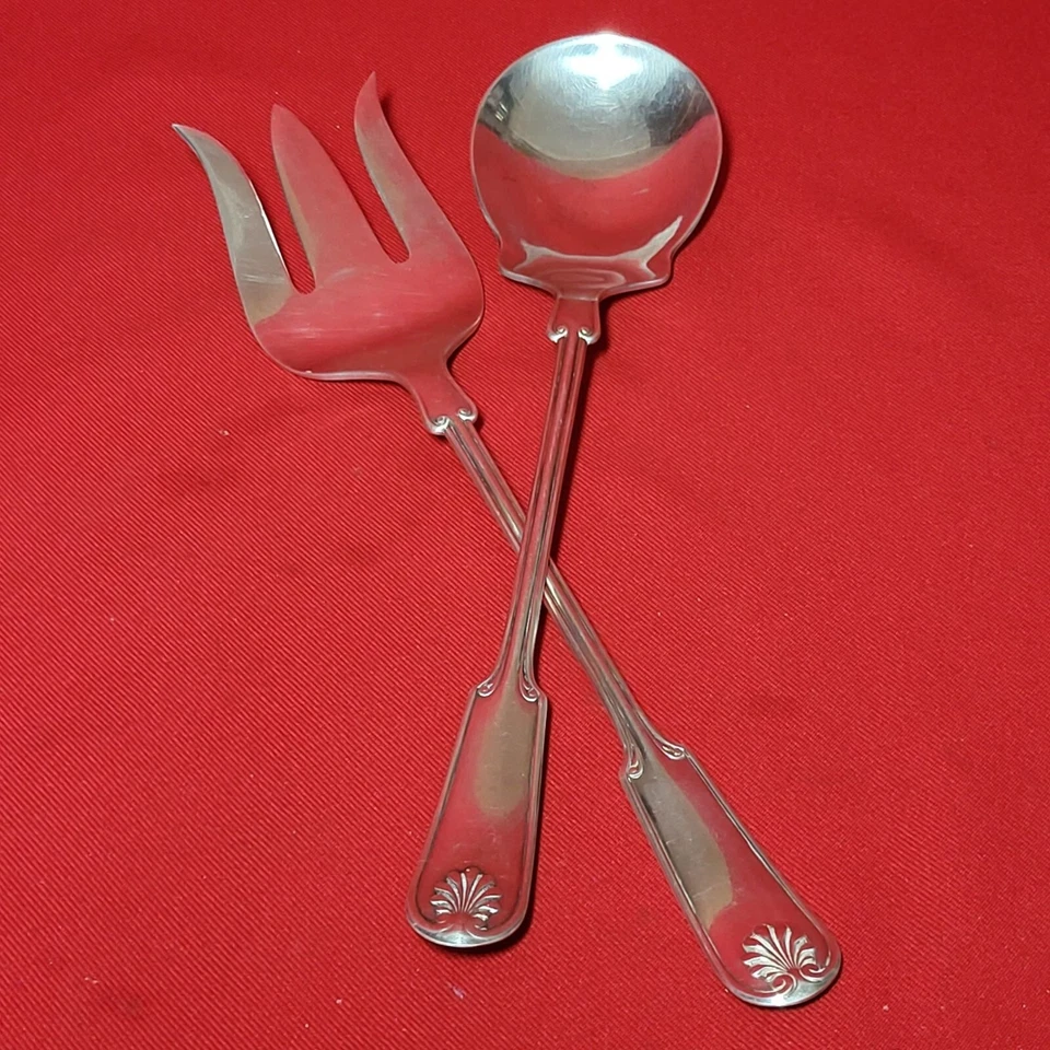 Juego de cuchara y tenedor para servir Frank M Whiting de plata fina Foto 2 de 4
