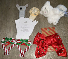 GIRLS CHRISTMAS LOT NEW HAIRBOW FUN GLASSES BATHTIME FINGER PUPPETS KITTY PLUSH