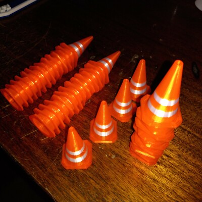 1/10 Scale Reflective white striped & Neon Orange RC Traffic Cones set of 42